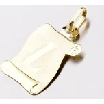 Přívěsek žluté zlato 585 pergamen s písmenkem L 43-2065-L