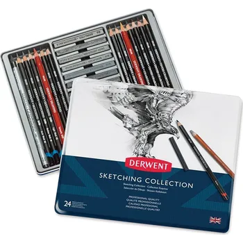 Pastelka Skicovací sada DERWENT Sketching Collection, 24ks v kovové krabičce