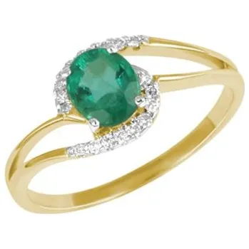 Prsten Dámský prsten žluté zlato 585/1000 přírodní diamant 0.61 ct smaragd GKW45110-ZL-SMAR velikost 50