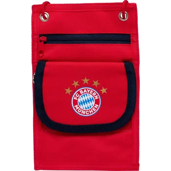 FC BAYERN MNICHOV Textilní taška na krk FC Bayern Mnichov, 2 kapsy, červená,13x21cm
