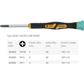 Šroubovák Šroubovák kříž. JEMNÝ PH1x60