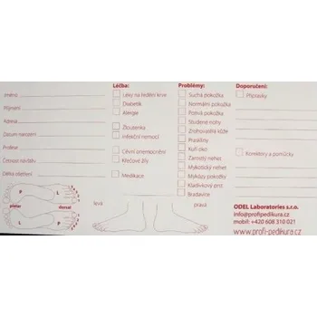 Žertovný předmět ODEL Karta klienta analýza nohy 20ks