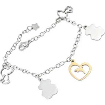 Náramek Dámský náramek ocel přívěsky GNB0165 délka 20 cm