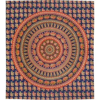 Přehoz na lůžko Přehoz na postel indický Sloní karneval červeno-modrý 220 x 200 cm