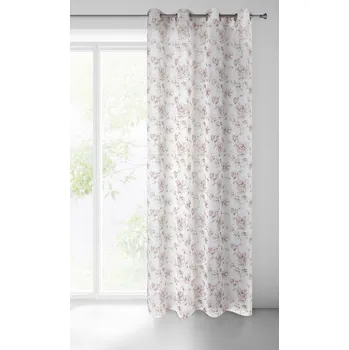 Záclona Dekorační vzorovaná záclona s kroužky AMBRA bílá/růžová 140x250 cm (cena za 1 kus) MyBestHome
