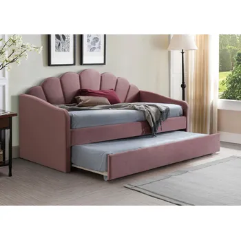 Postel Čalouněná postel s přistýlkou BELLA velvet antická růžová 90X200