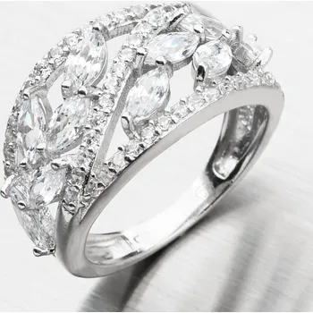 Šperk Dámský prsten stříbro 925 zirkon lístky PKL-1027 velikost 52