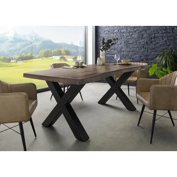 Jídelní stůl Stůl akát 180x90x77 šedý lakovaný / X-nohy antracit matný METALL 5