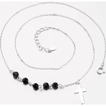 Náhrdelník Dámský náhrdelník stříbro 925 křížkem a s kuličkami PKL-5011 délka 42 cm