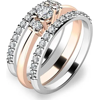 Oblečení a móda Zásnubní prsten zlato mix 585/1000 zirkon set zásnubních 10843-SET02-RB velikost 62