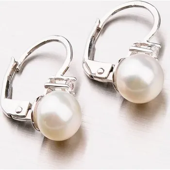 Náušnice Dámské náušnice bílé zlato 585 perly a zirkony 42-31670