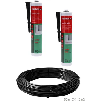 Pohon brány sada pro instalaci indukční smyčky - sada na zemní smyčku detektoru vozidel, obsahuje 50 m kabelu CY 1,5 mm2 a 2 x vyplňovací tmel 310 ml