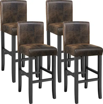 Barová židle tectake 403585 barová židle dřevěná 4 ks vintage hnědá