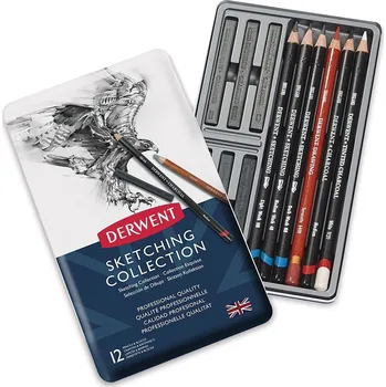 Pastelka Skicovací sada DERWENT Sketching Collection, 12ks v kovové krabičce