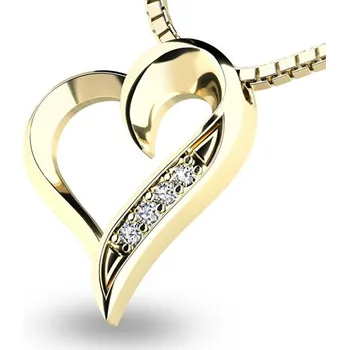 Náhrdelník Dámský přívěsek přírodní diamant 0.060 ct G/SI srdce 10873-ZL-DIA délka řetízku 40 cm