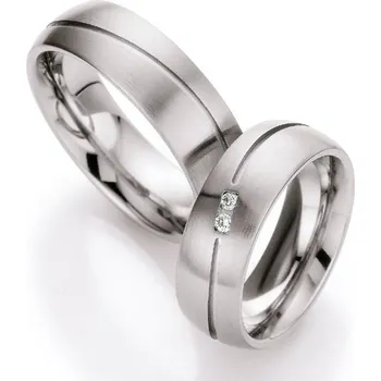 Prsten Snubní prsteny ocel přírodní diamant 0.045 ct ST161