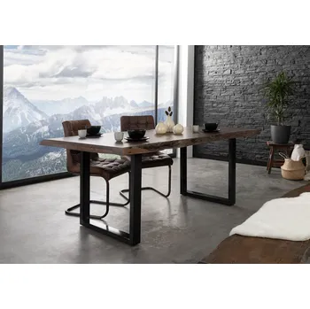 Jídelní stůl Stůl akát 200x100x77 šedý lakovaný / U-nohy antracit lesklý METALL 5