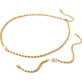 Náhrdelník ORNAMENTI Pozlacený set náhrdelníku a náramku Beads gold