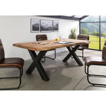 Jídelní stůl Jídelní stůl Palisandr 200x100x77 přírodní mořený / X-nohy antracit matný METALL 5