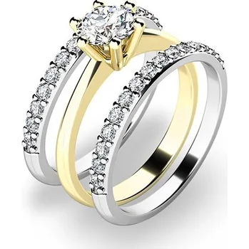 Šperk Zásnubní prsten zlato mix 585/1000 zirkon set zásnubních z kombinovaného 10720-SET02-ZB velikost 60