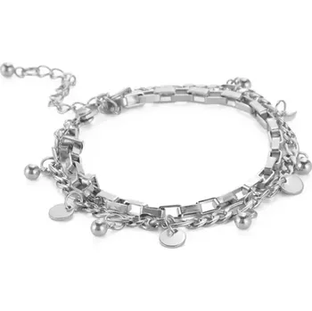 Řetízek B-TOP Vícevrstvý řetízek na nohu z nerezové oceli s přívěsky