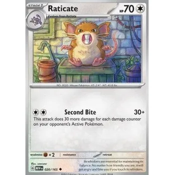 Sběratelská karetní hra Pokémon MEW 020/165 Raticate - 151 Stav: Near Mint, Verze: REVERSE HOLO