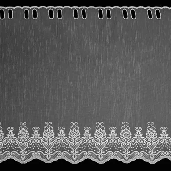 Záclona Organzová vitrážová záclona 98435 ornamenty, vyšívaná s bordurou, bílá, výška 50cm (v metráži)