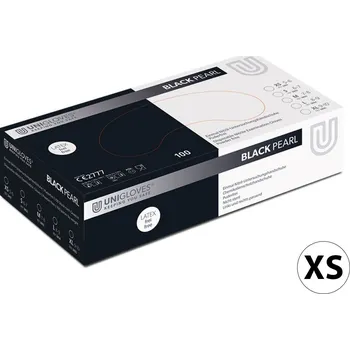 Vyšetřovací rukavice Rukavice Unigloves Nitril XS Black Pearl bez latexu a pudru, 100ks