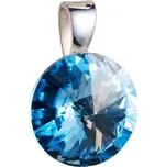 Stříbrný přívěsek s krystaly Swarovski modrý kulatý-rivoli 34112.3