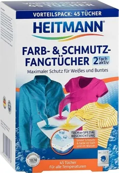 Odstraňovač skvrn Heitmann Color ubrousky proti zapírání barev během praní 45 ks