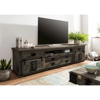 Televizní stolek IRON TV-deska mango 240x50x60 šedá, lakovaná