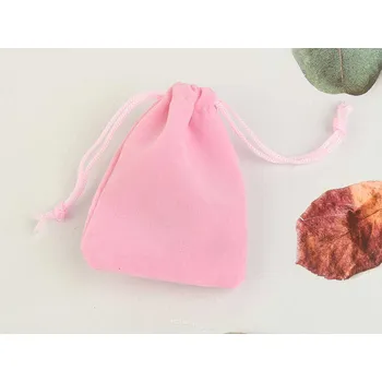 Dárková krabička Sametový dárkový sáček růžový 9 x 7,5cm