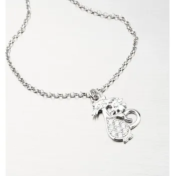 Náhrdelník Dámský náhrdelník stříbro 925 kočkou a se zirkony N1700292-2464-SLX délka 40 cm