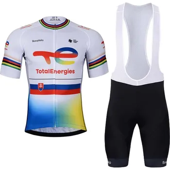 cyklistický dres BONAVELO Cyklistický krátký dres a krátké kalhoty - TOTAL ENERGIES 2024 - černá/žlutá/bílá/modrá