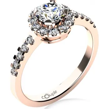 Prsten Couple, Výrazný zásnubní prsten Bella v růžovém zlatě se zirkony, vel.: 57, ø18,1 mm, 6864021-4-57-1