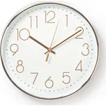 Kulaté nástěnné hodiny Nedis, bílá / růžové zlato, 30 cm