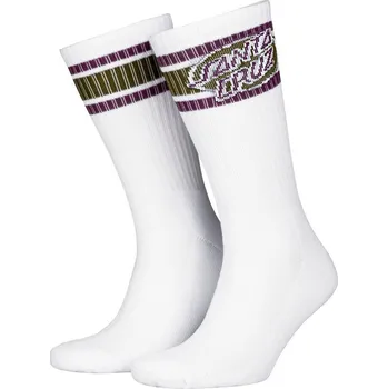 Pánské ponožky santa cruz Ponožky oval dot stripe crew socks white