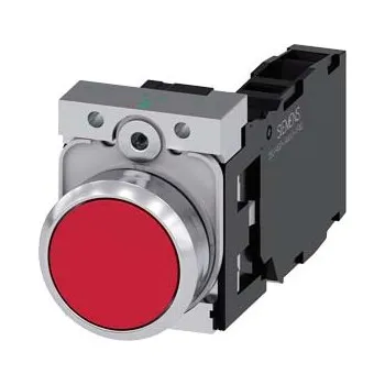 modulární přístroj a rozvaděč SIEMENS Tlačítko, 22 mm, kulaté, kov, s vysokým leskem, červená, knoflík stiskací, 1 NO + 1 NC 3SU1150-0AB20-1FA0