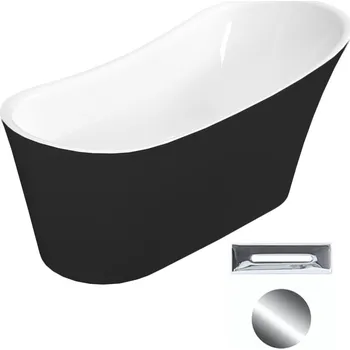 Vana Besco Akrylátová volně stojící vana Calima BW 170x74 Barva: Bílá/černá, Rozměry (cm): 170x74, Typ a barva výpustě: Click-Clack s přepadem, chrom