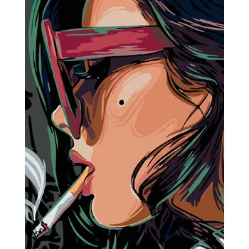 Hračka Diamondi Diamantové malování - ŽENA S CIGARETOU A PIHOU Rozměr: 40x50 cm, Rámování: vypnuté plátno na rám