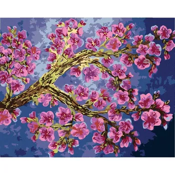 Hračka Diamondi Diamantové malování - KVETOUCÍ VĚTEV SAKURY Rozměr: 40x50 cm, Rámování: bez rámu a bez vypnutí plátna