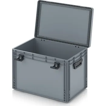 paleta Euro přepravka s víkem s panty Pro 61,1 x 42,7 x 43,7 cm, zavřená - Stříbrošedá - materiál: PP - EDP 64/42 HG 2G