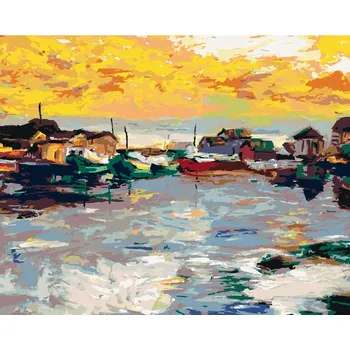 Hračka Diamondi Diamantové malování - RYBÁŘSKÁ VESNIČKA Rozměr: 40x50 cm, Rámování: bez rámu a bez vypnutí plátna