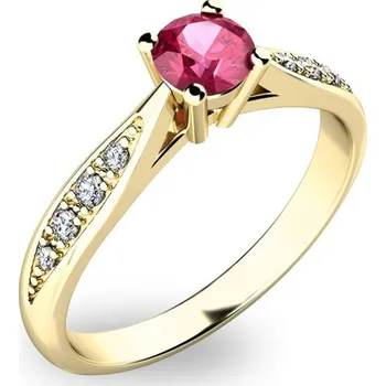 Prsten Dámský prsten žluté zlato 585/1000 přírodní diamant 0.250 ct G/SI s turmalínem 10745Z-TUR velikost 64