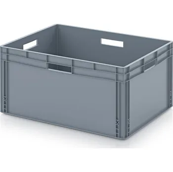 paleta Euro přepravky uzavřené 80 x 60 x 42 cm, držadla otevřená - Stříbrošedá - materiál: PP - EG 86/42 HO