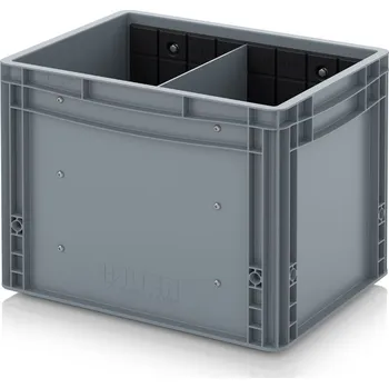 paleta Euro přepravka S příčnou dělicí stěnou 40 x 30 x 32 cm - Stříbrošedá - materiál: PP - EG GEF QT 4332 HG