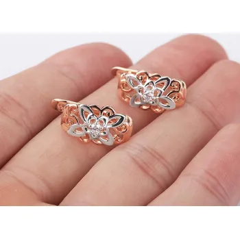 Souprava šperků B-TOP Náušnice KVĚT - růžové pozlacení