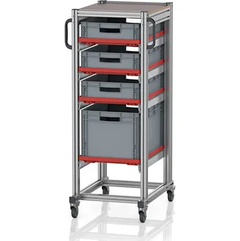 paleta Systémové přepravní podvozky pro euro přepravky 60 x 40 Výška 134 cm 71,8 x 50 x 134,6 cm - materiál: Aluminium / Stahl / Kunststoff / MPX - SE 134 6432.2