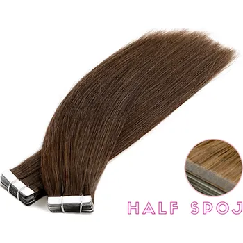 Příčesek Vlasové PU pásky HALF poloviční tape in na prodlužování vlasů 50cm 04 - středně hnědá