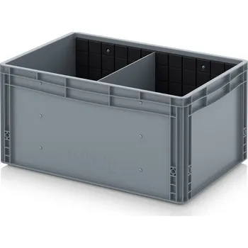 paleta Euro přepravka S příčnou dělicí stěnou 60 x 40 x 32 cm - Stříbrošedá - materiál: PP - EG GEF QT 6432 HG